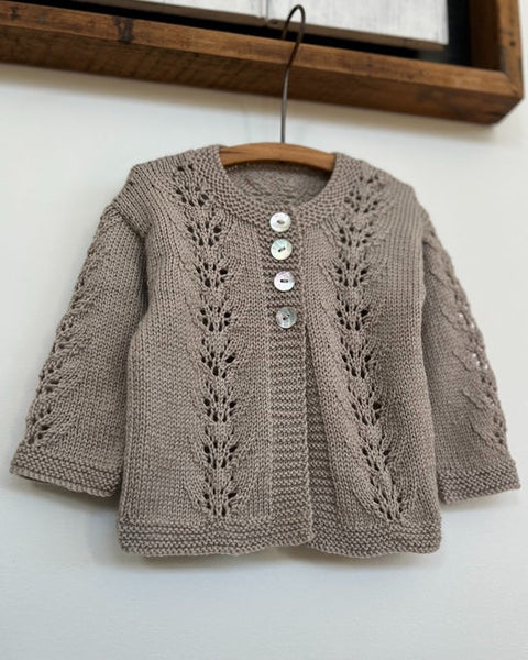 The Kiwi Stitch and Knit Co Abby Petite 4 Ply Cardigan and Hat.