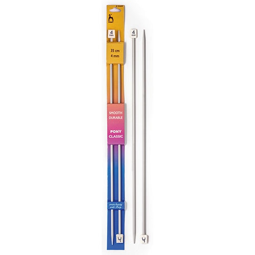 Pony Aluminium 35cm Single Point Knitting Needles.