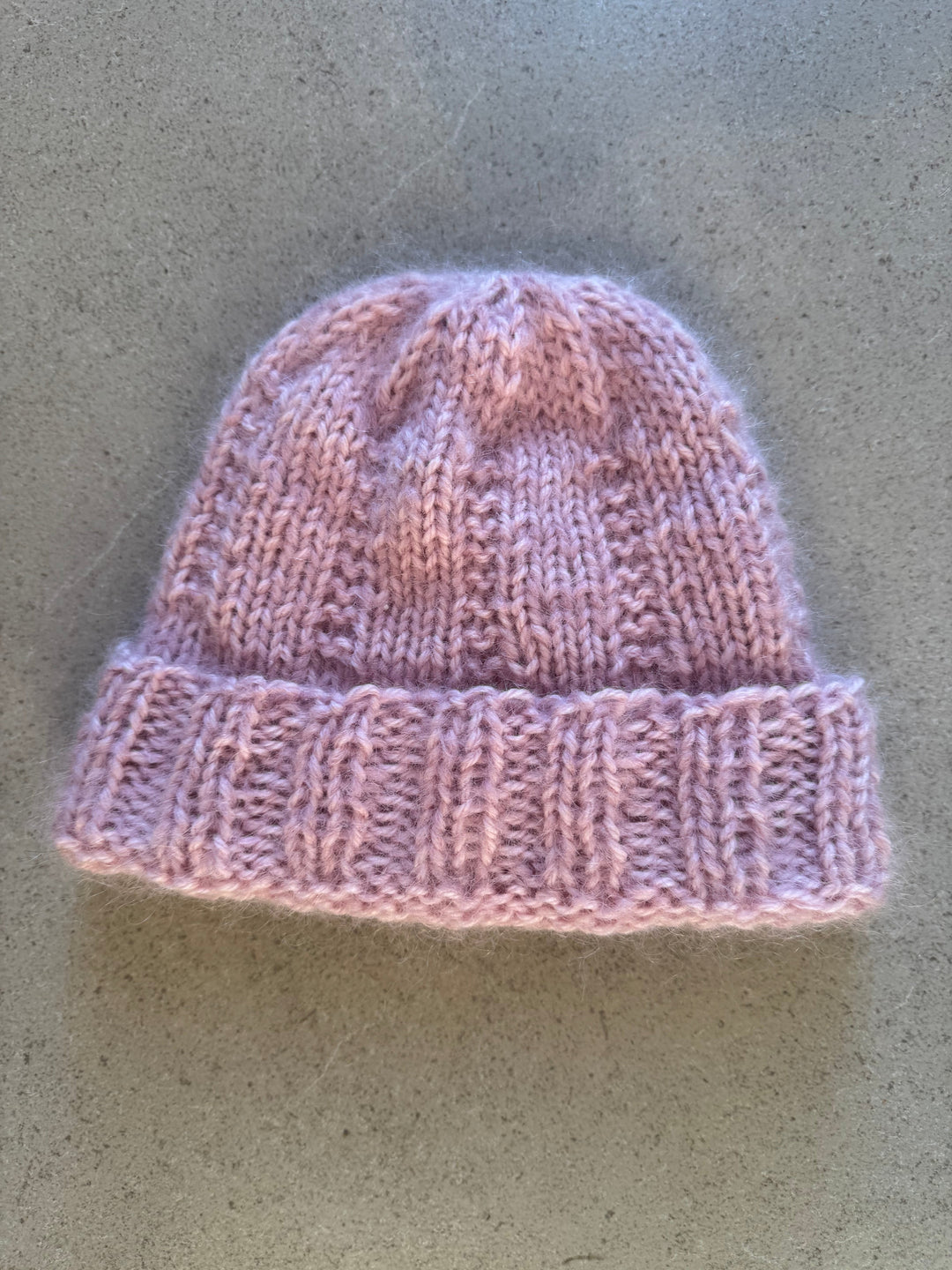 The Stitch Parade Marshmallow Beanie knitted in Crucci Nimbus mohair and Crucci Pure Wool DK