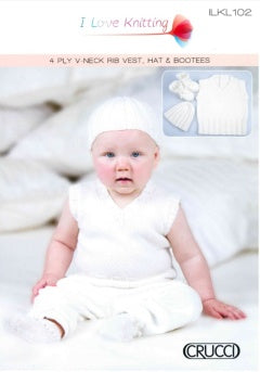 Crucci Pattern 102 Ribbed Vest, Hat, & Booties - (4ply Baby)