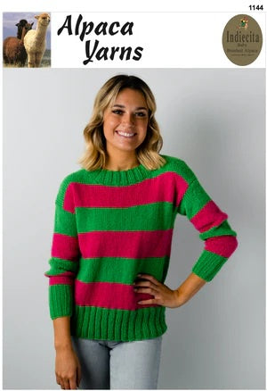 Alpaca Yarns Pattern 1144 Striped Sweater - (Adult 14ply)