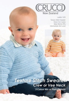 Crucci Pattern 1425 Texture Stitch Sweater - (4ply Baby)