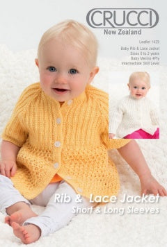 Crucci Pattern 1429 Baby Rib & Lace Jacket - (4ply Baby)