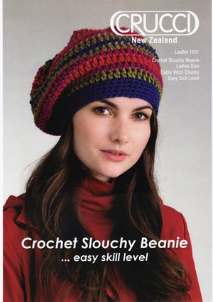 Crucci Pattern  1431 Crochet Slouchy Beanie - (12ply Adult)