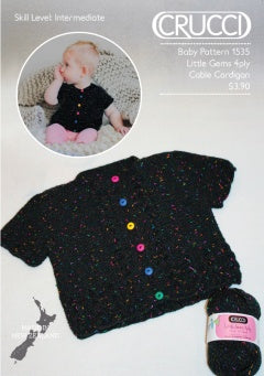 Crucci Pattern 1535 Little Gems Cable Cardigan - (4ply Baby)