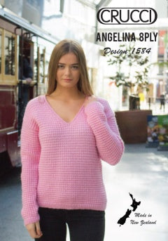 Crucci Pattern 1584 V Neck Sweater - (8ply Adult)