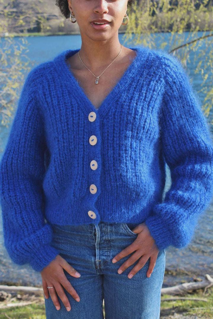 Vanessa Fisherman's Rib Cardi in Touch Yarns Mohair