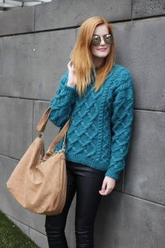 Crucci Pattern 1637 Sloppy Joe Cable Aran Sweater - (14ply Adult)