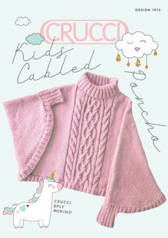 Crucci Pattern 1915 Kids Cabled Poncho - (8ply Child)