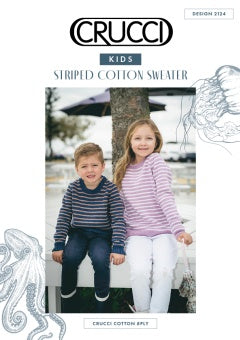 Crucci Pattern 2124 Kids Striped Cotton Sweater - (8ply Child)