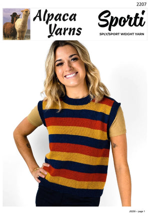 Alpaca Yarns Pattern 2207 Striped Vest - (Adult 5ply)