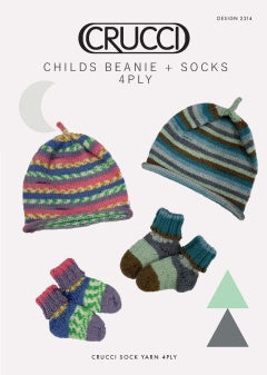 Crucci Pattern 2214 Childs Beanie and Socks - (4ply Baby)