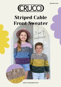 Crucci Pattern 2301 Striped Cable Sweater - (8ply Child)