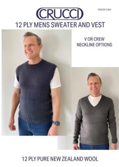 Crucci Pattern 2304 Mens Sweater and Vest - (12ply Adult)