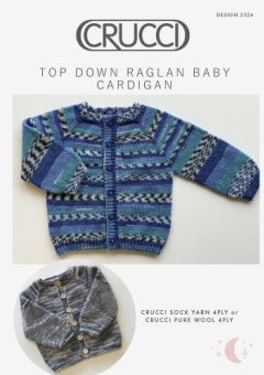 Crucci Pattern 2324 Top Down Raglan Baby Cardigan - (4ply Baby)