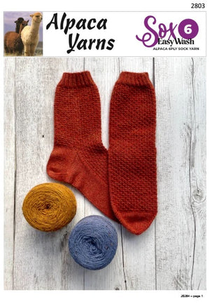 Alpaca Yarns Pattern 2803 Textured Socks - (Adult 6ply)