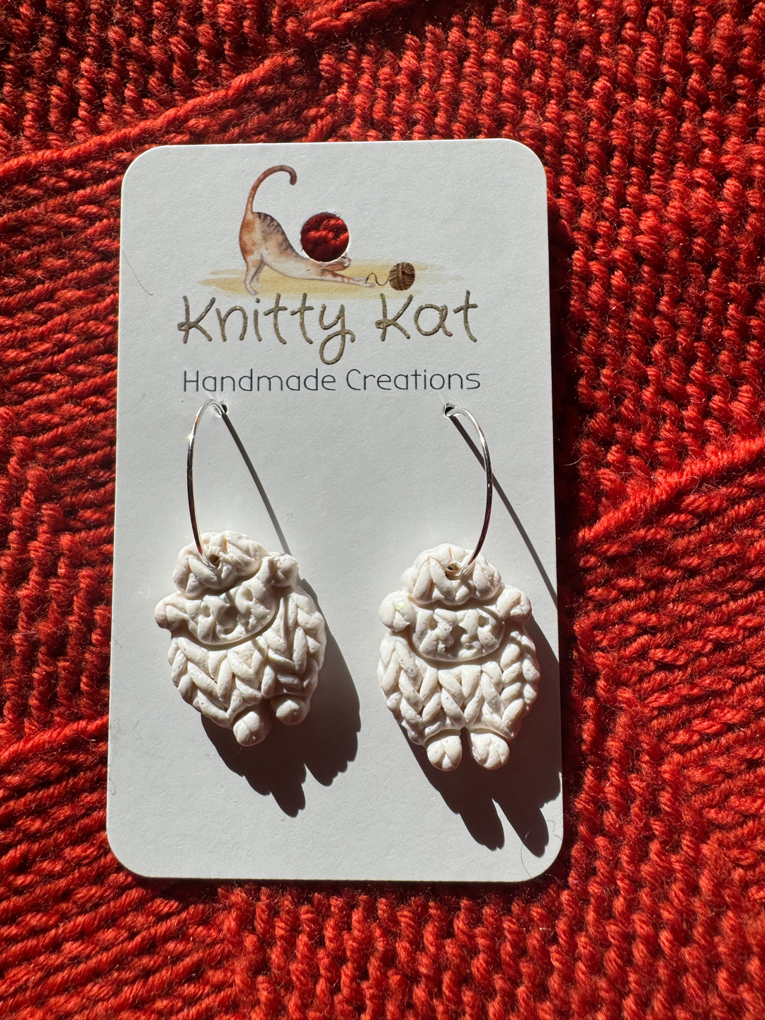 Knitty Kat sheep earrings - cream