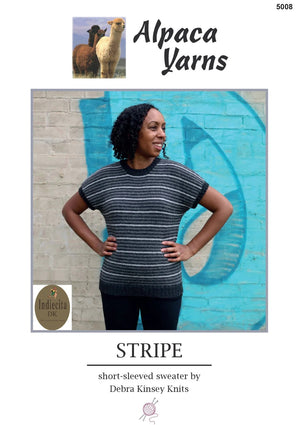 Alpaca Yarns Pattern 5008 Stripe Short Sleeve - (8ply Adult)