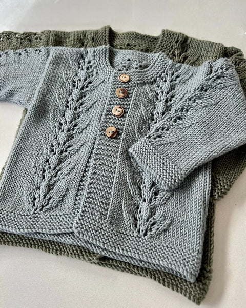 The Kiwi Stitch and Knit Co Abby 8 Ply Cardigan and Hat.
