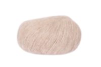 Beige alpaca yarn ball on a white background