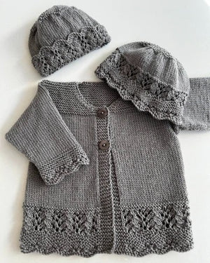 The Kiwi Stitch and Knit Co Amelie Cardigan and Hats - (4ply Baby)