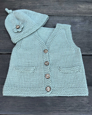 The Kiwi Stitch and Knit Co Ava and Archie Vest and Hat - (8ply Baby)