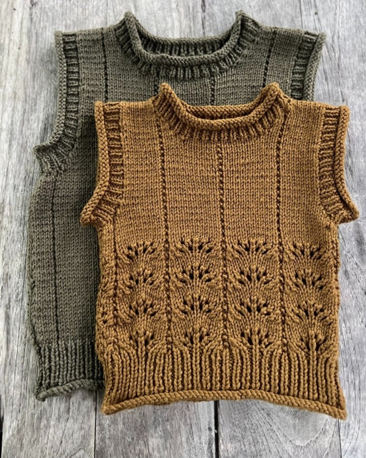 The Kiwi Stitch and Knit Co Billie Vest 8 Ply.