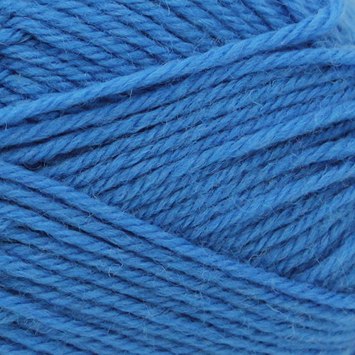 Close-up of blue Broadway Purely Wool DK 8 Ply yarn in shade blue flame
