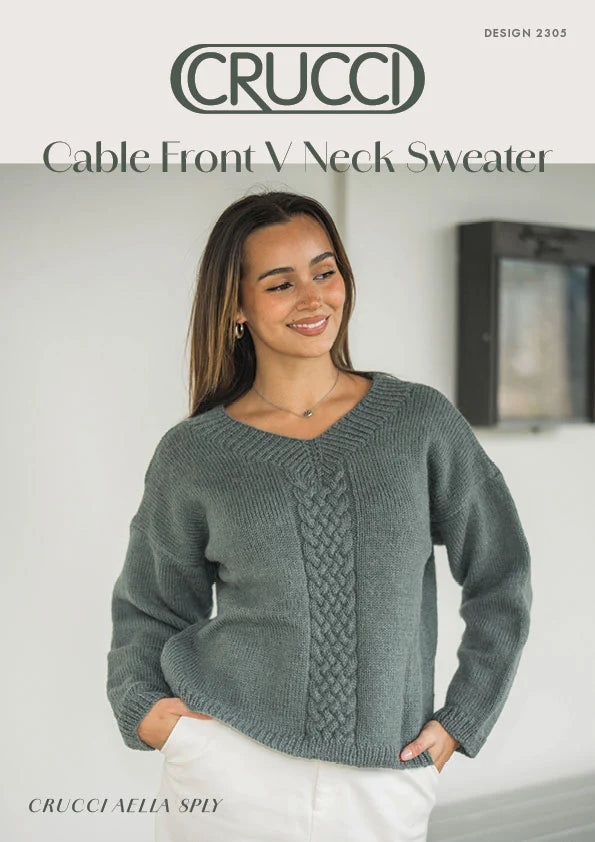 Cable Knit V-Neck KIT  in AELLA 8ply