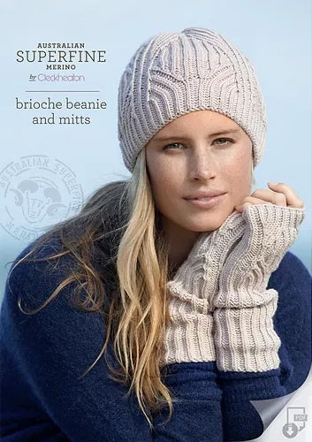Cleckheaton Pattern 428 Brioche Beanie and Mitts.