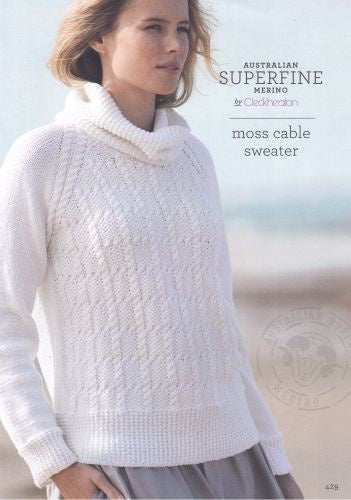 Cleckheaton Pattern 429 Moss Cable Sweater.