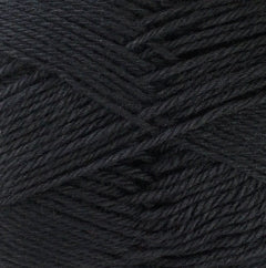 A close up of black Crucci Soft Pure Wool 4 Ply yarn
