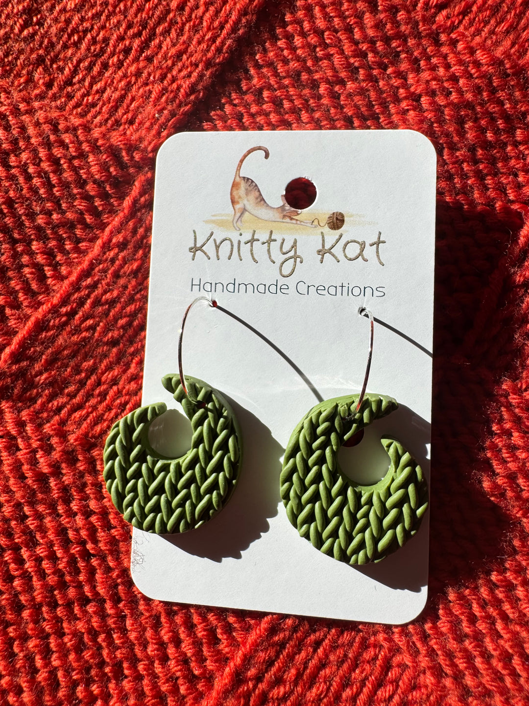 Knitty Kat koru earrings - green