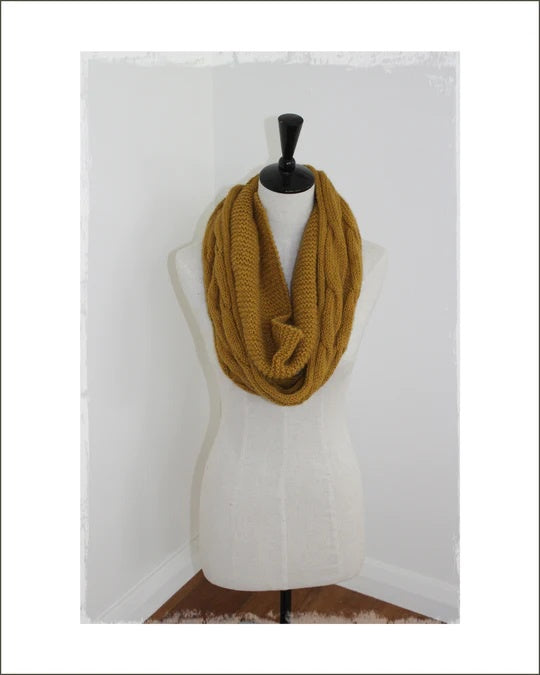 The Kiwi Stitch and Knit Co Infinity Country Cable Cowl.