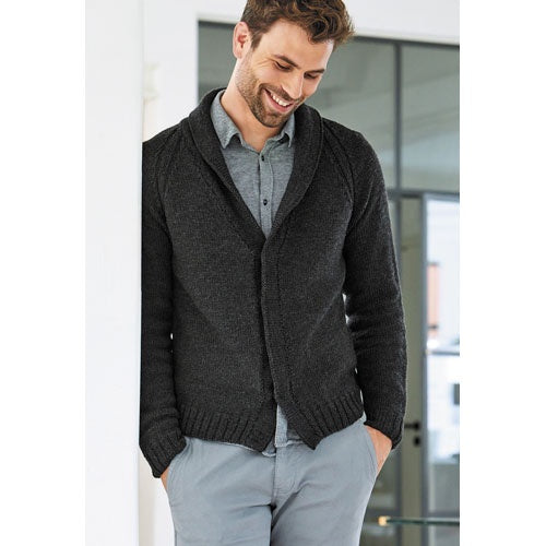 Men's Cardigan in Big Natural DK Kit