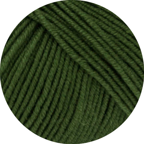 Close-up of a ball of dark green yarn