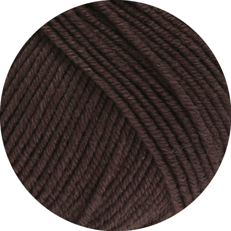 Close-up of a ball of dark brown yarn