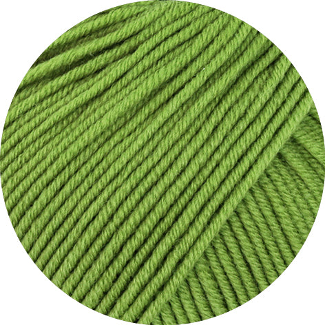 Close-up of green yarn on a white background
