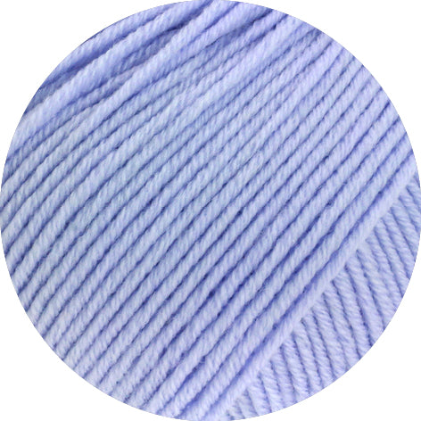 Close-up of light blue yarn on a white background