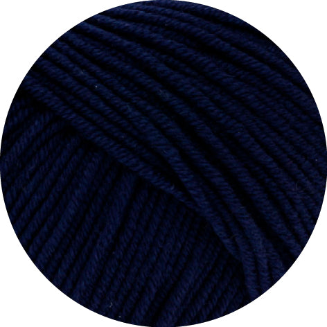 Navy blue yarn ball on a white background