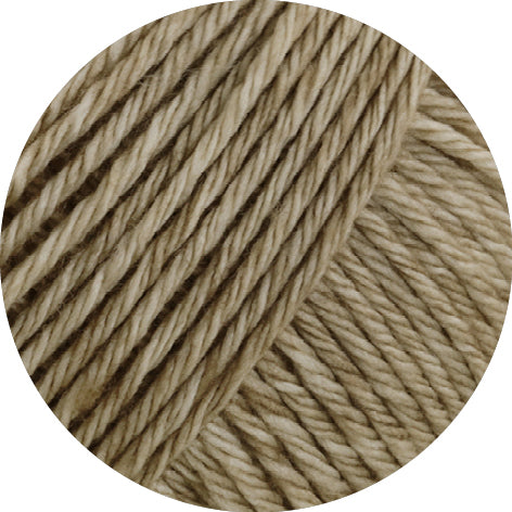 Close-up of beige Lana Grossa Vintage Chunky yarn in shade khaki