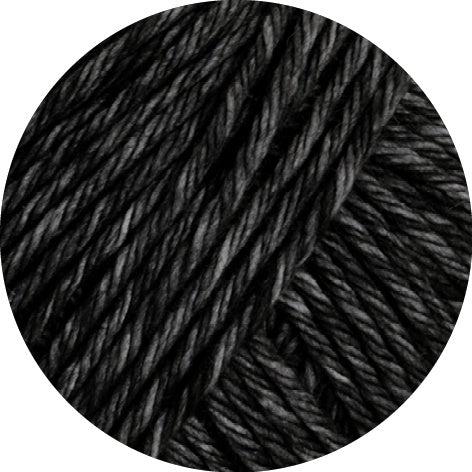 Close-up of dark gray yarn on a white background