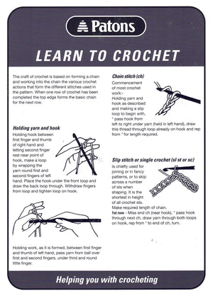 Patons Leaflet Learn to Crochet.