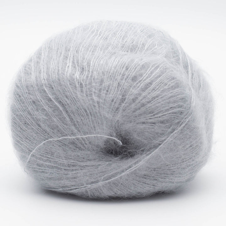 Gray skein of Silky Kid yarn on a white background - The Wool Shop Rangiora