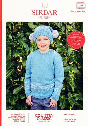 Sirdar Pattern 2515 Sweater and Hat - (8ply Child)