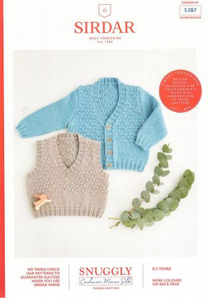Sirdar Pattern 5387 V-Neck Cardigan & Slipover - (8ply Baby)