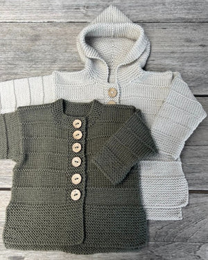The Kiwi Stitch and Knit Co Ashley Cardigan and Hoodie - (8ply Baby)
