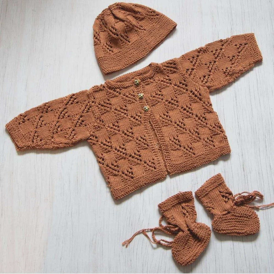 Checker Board Jacket, Hat and Booties - K3051