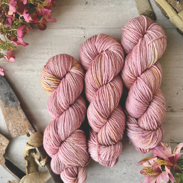 Manuka Bloom, the pink colourway of Yarn Phases High Country Hideaway range 