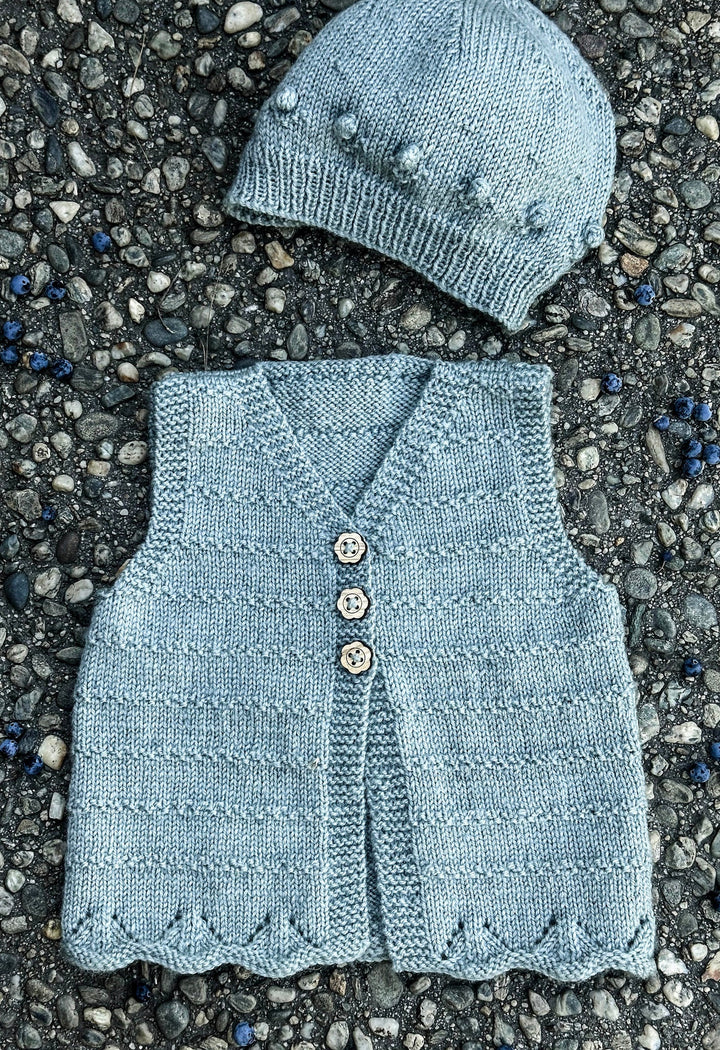 Liberty Vest and Hat in Rebel Light 4 ply